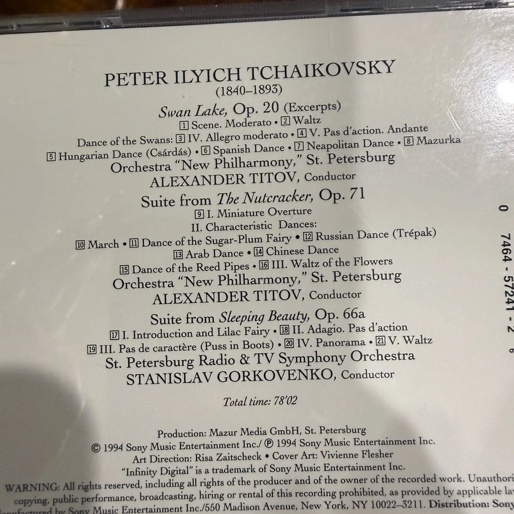 Tchaikovsky Ballet Suites CD — Nutcracker, Swan Lake, Sleeping Beauty - Picture 8 of 8